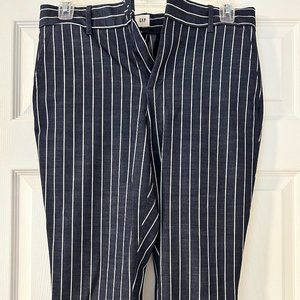 GAP Pinstripe Pants Office Size 10 Skinny Ankle Blue and White